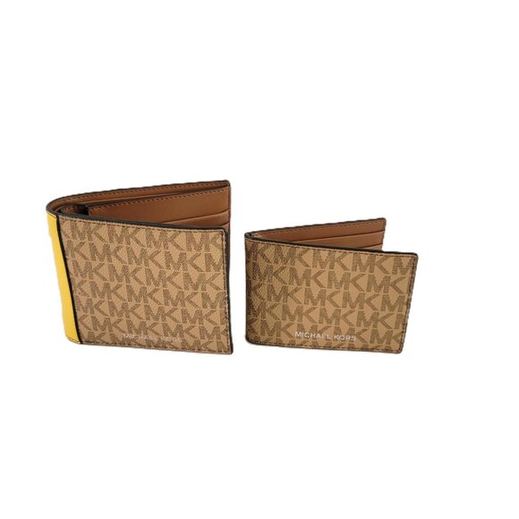 Michael Kors Cooper Billfold Passcase Wallet Bifold Daisy Yellow MK Logo - Picture 7 of 8